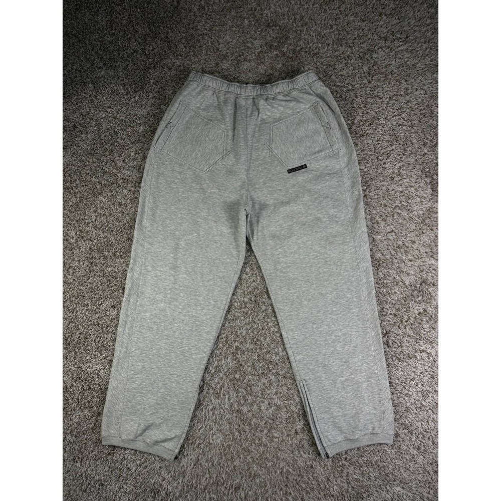 Rocawear Y2K Gray Sweatpants XXL Back Pocket Logo Zipper Cuff Joggers